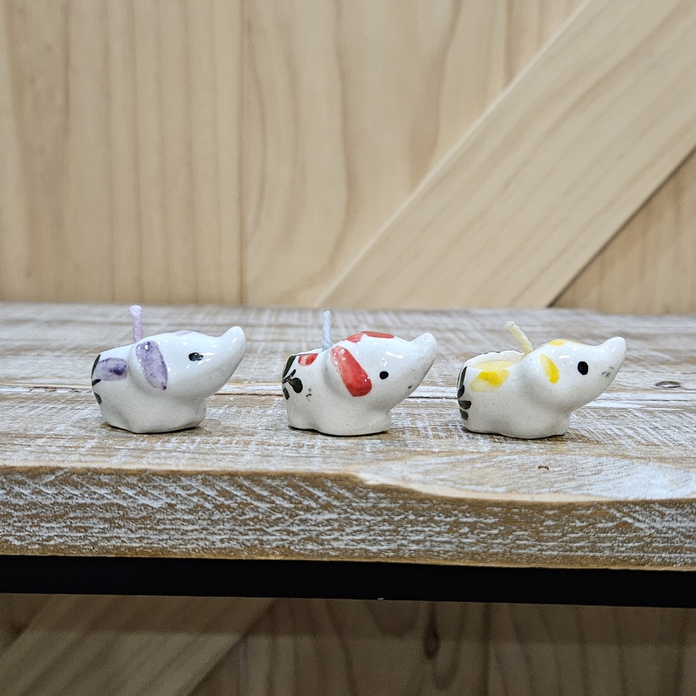 Set Of 3 | Miniature Elephant Candles | Unscented